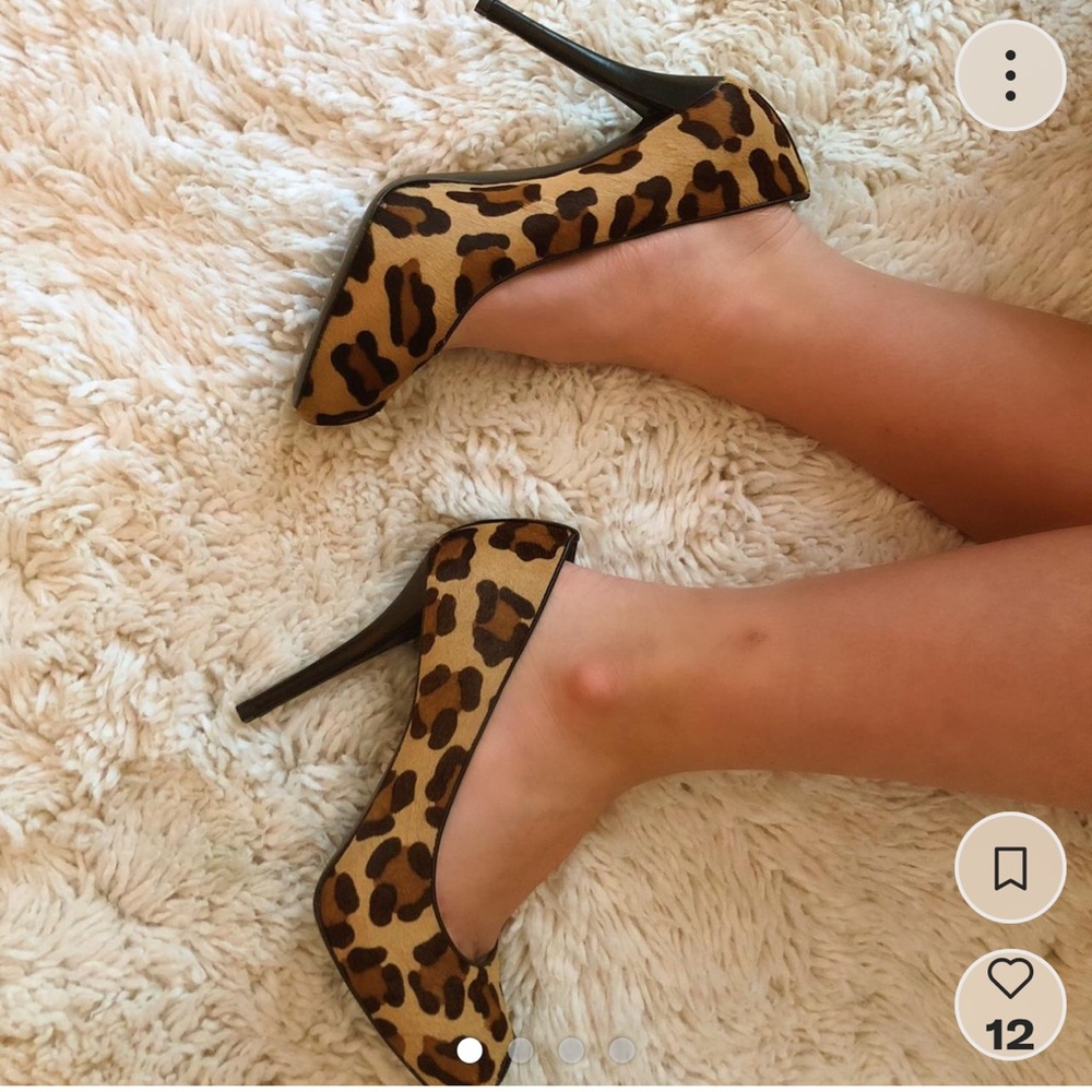 Stuart Weitzman Natural Pipe Vase LeopardPrint Calf Pony Hair Heel Pumps Size7.5